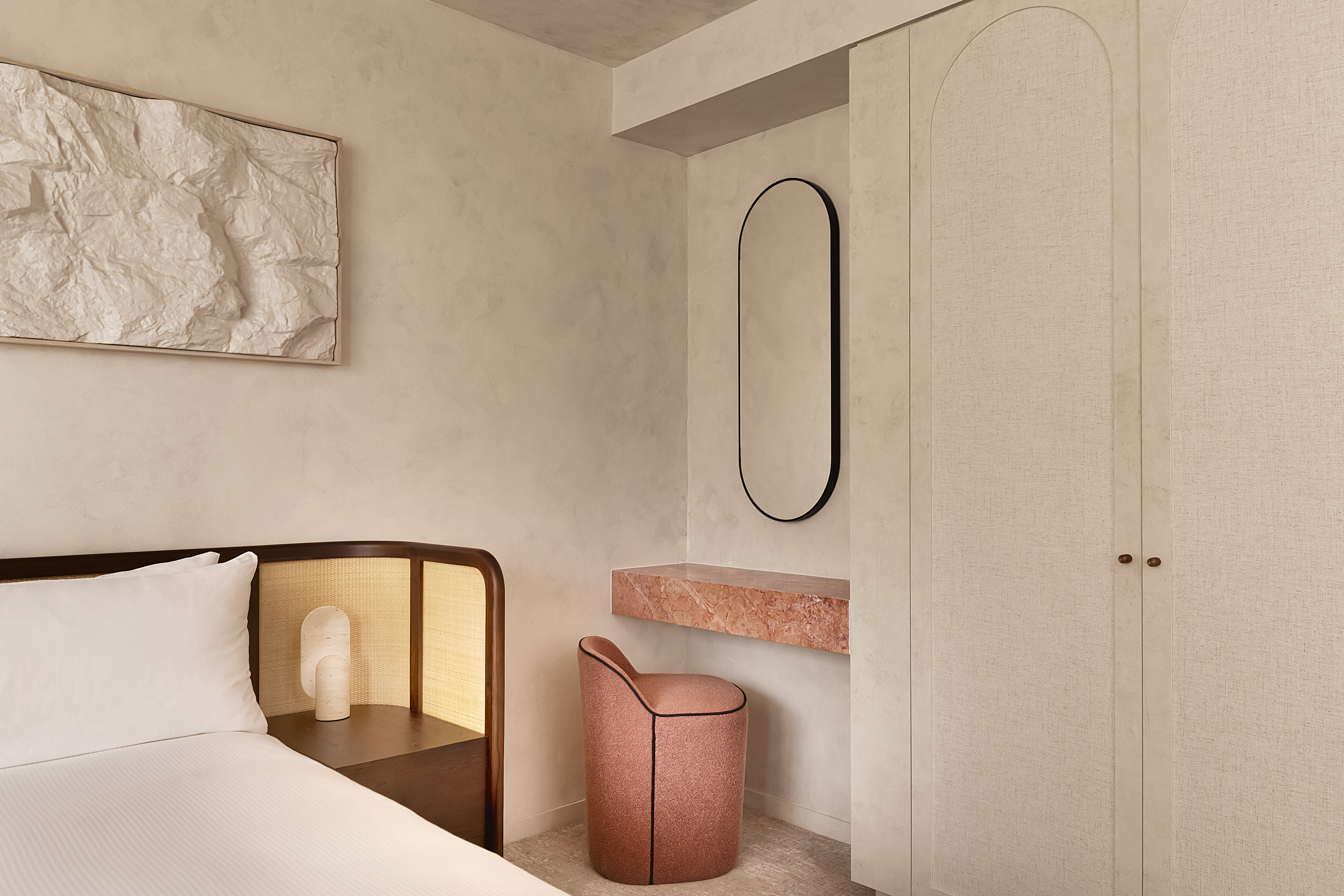 Bedroom with terracotta accents